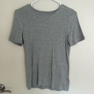 Women’s Slim Fit Short Sleeve Ribbed T-Shirt - A New Day Heather Gray S